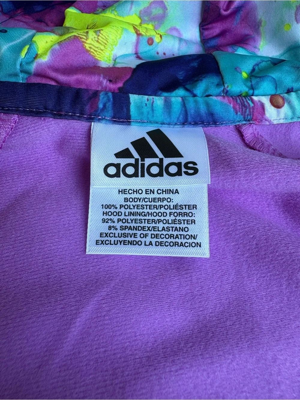 NWT Adidas 2T Girls' Long-Sleeve Full-Zip Purple Tricot Jacket Printed Stripes
